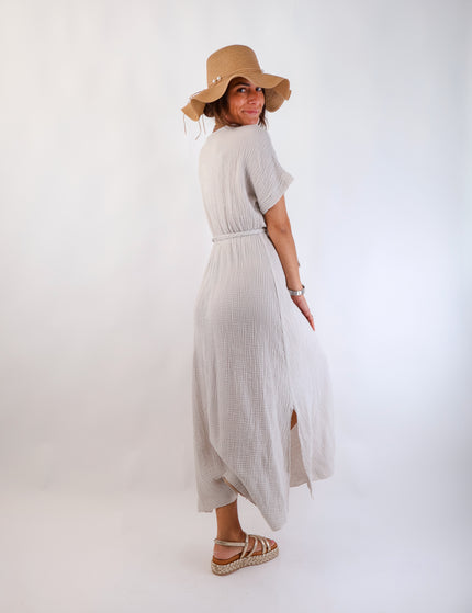 Olivia Musselin Kleid Beige