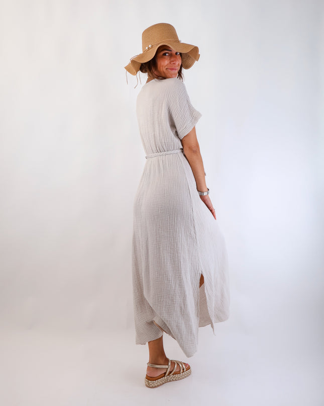 Olivia Musselin Kleid Beige