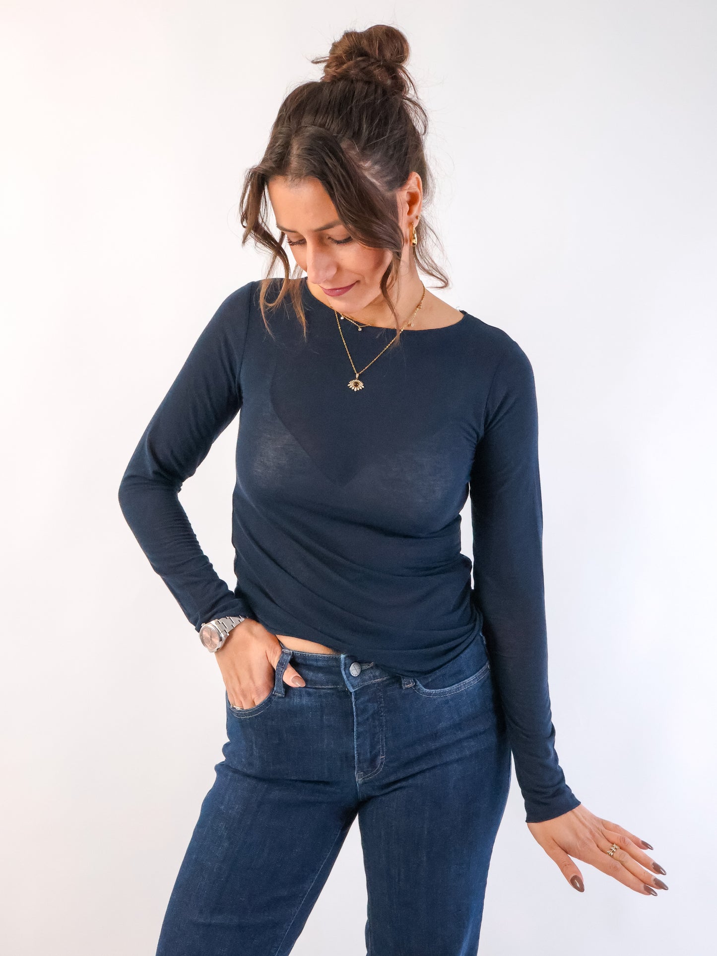 Cashmere Longsleeve Marineblau