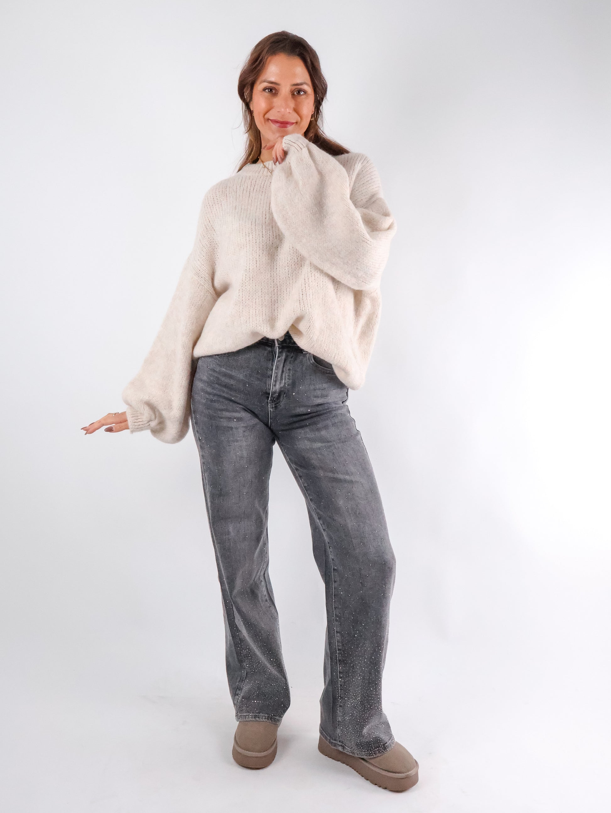 Straight Glitzer Jeans