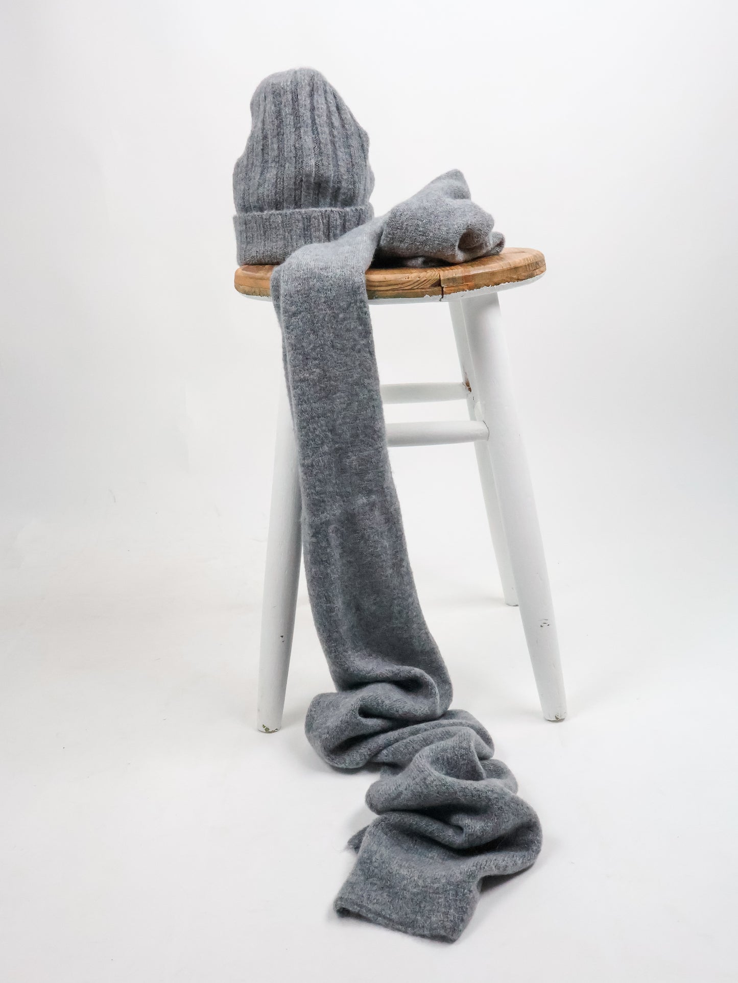 Babyalpaka Mütze & Schal Set Grau