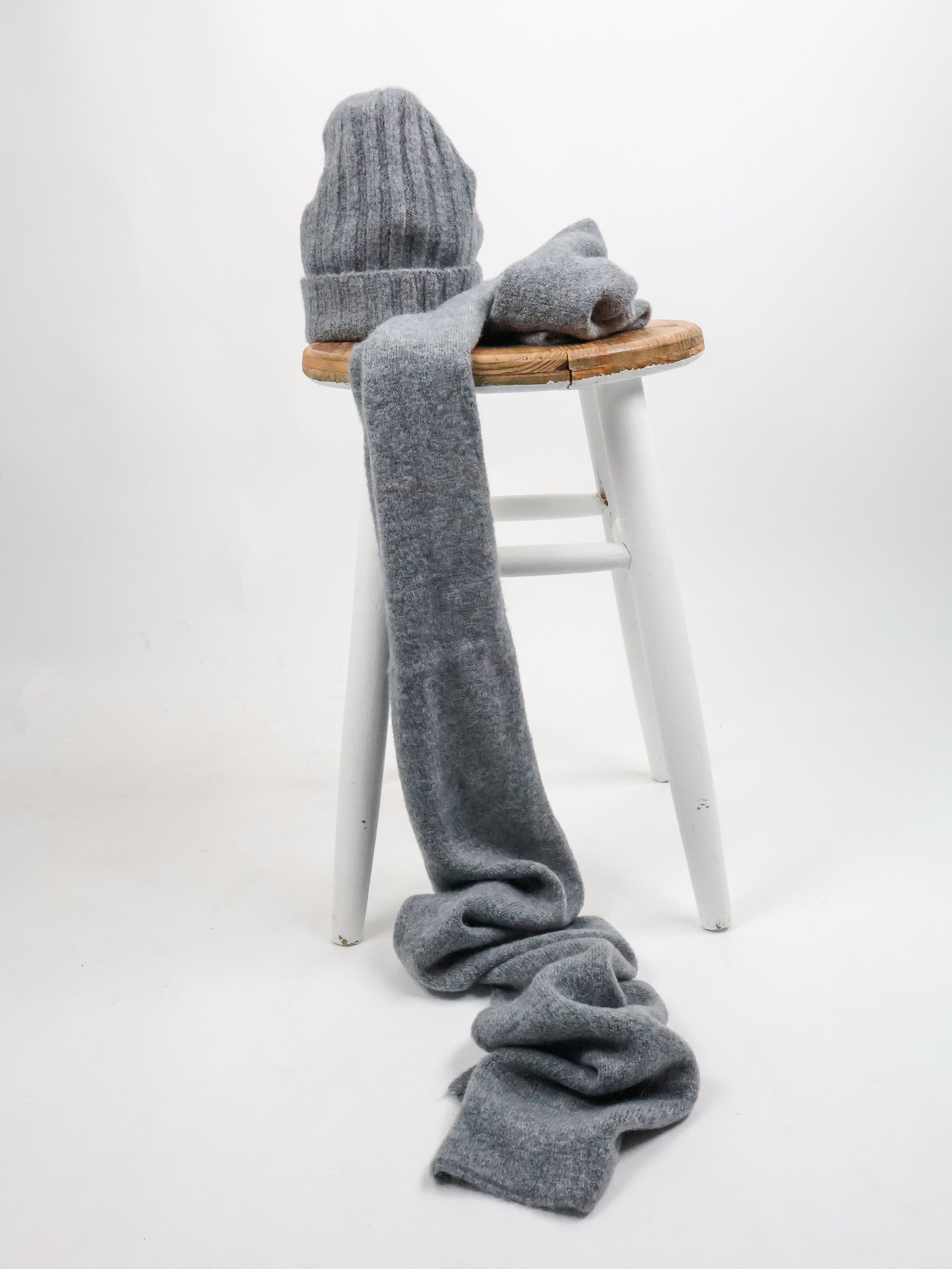 Babyalpaka Mütze & Schal Set Grau