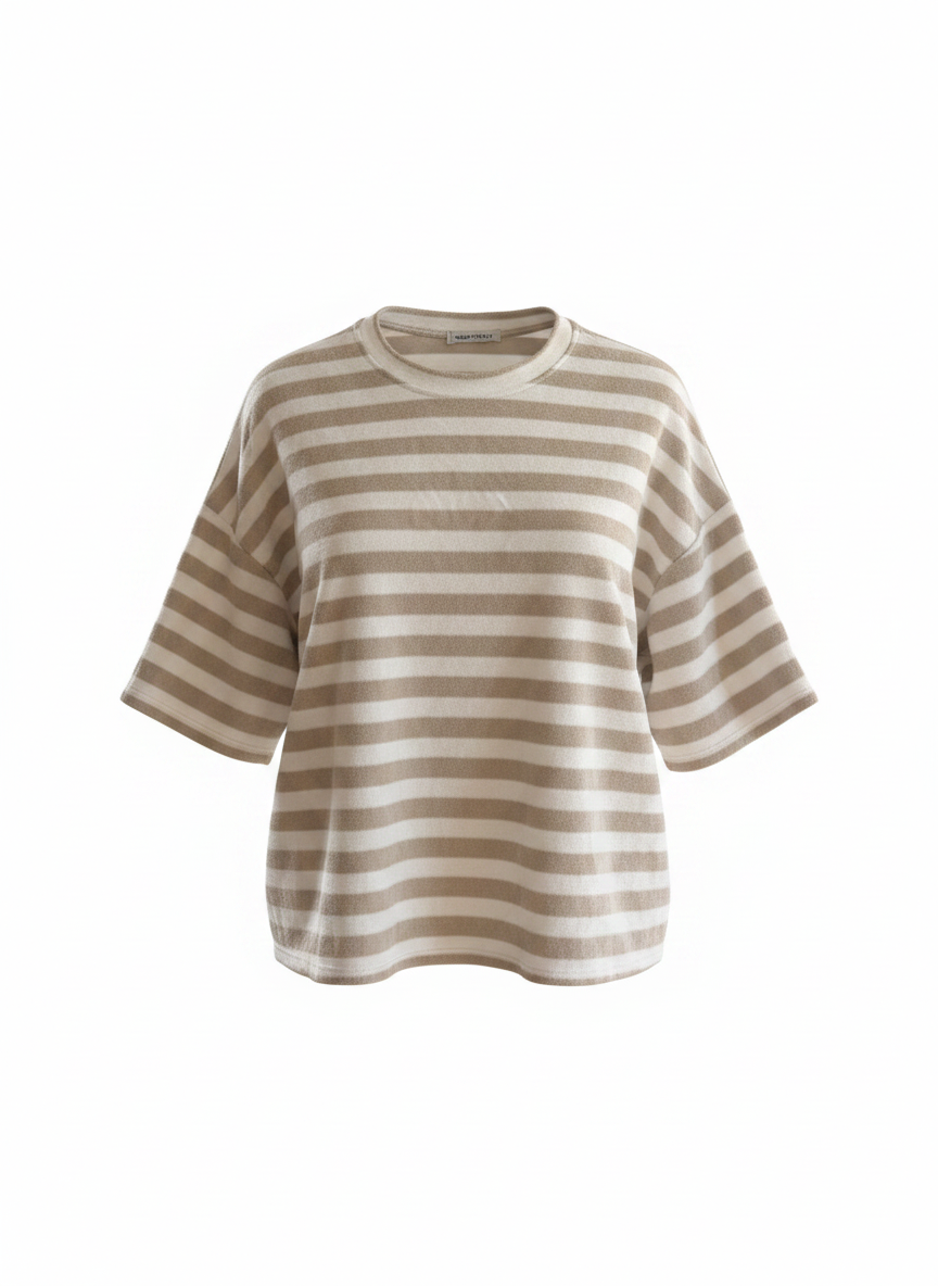 Stripes Oversize Shirt Beige