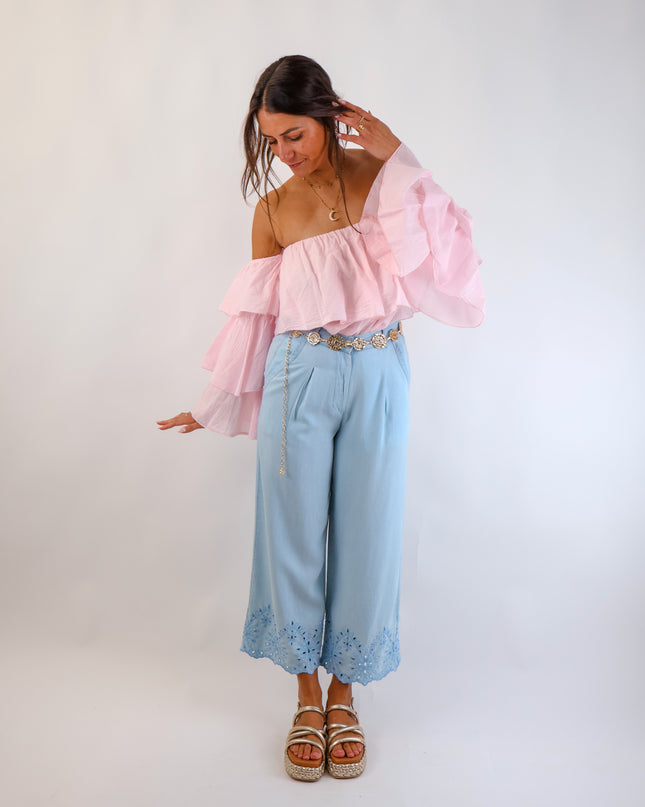 Flared Offshoulder Top Rosé