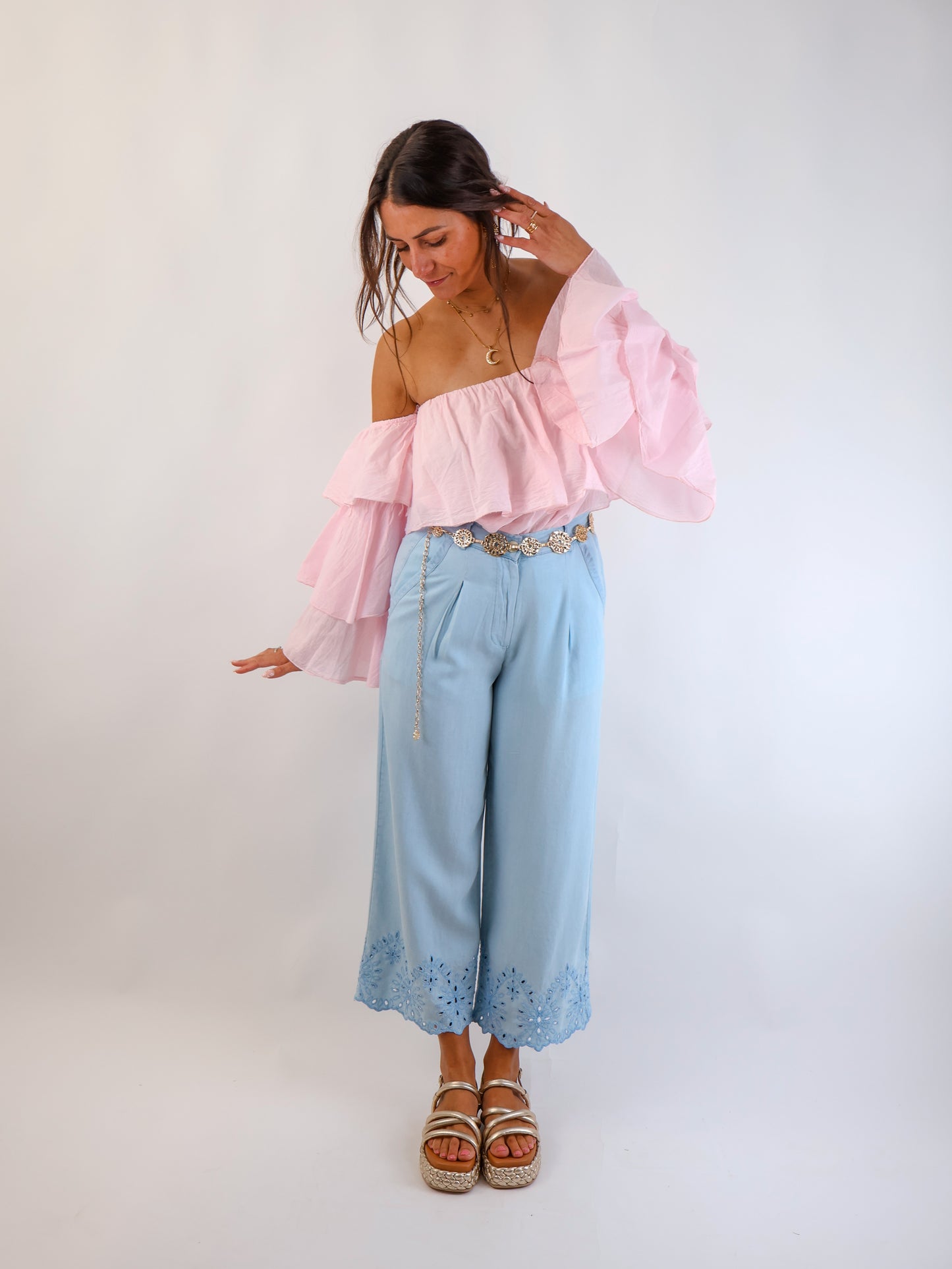Flared Offshoulder Top Rosé