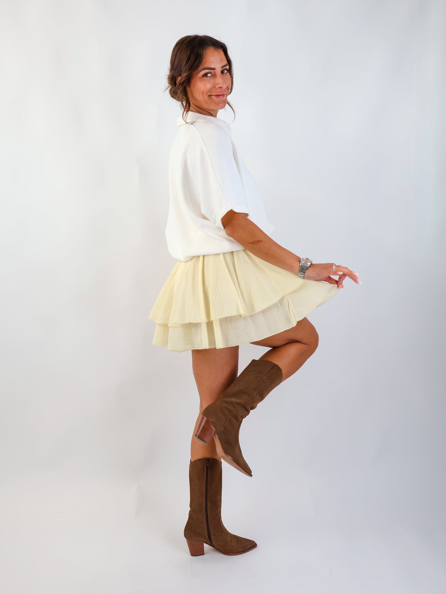 Flared Skirt Butter Yellow