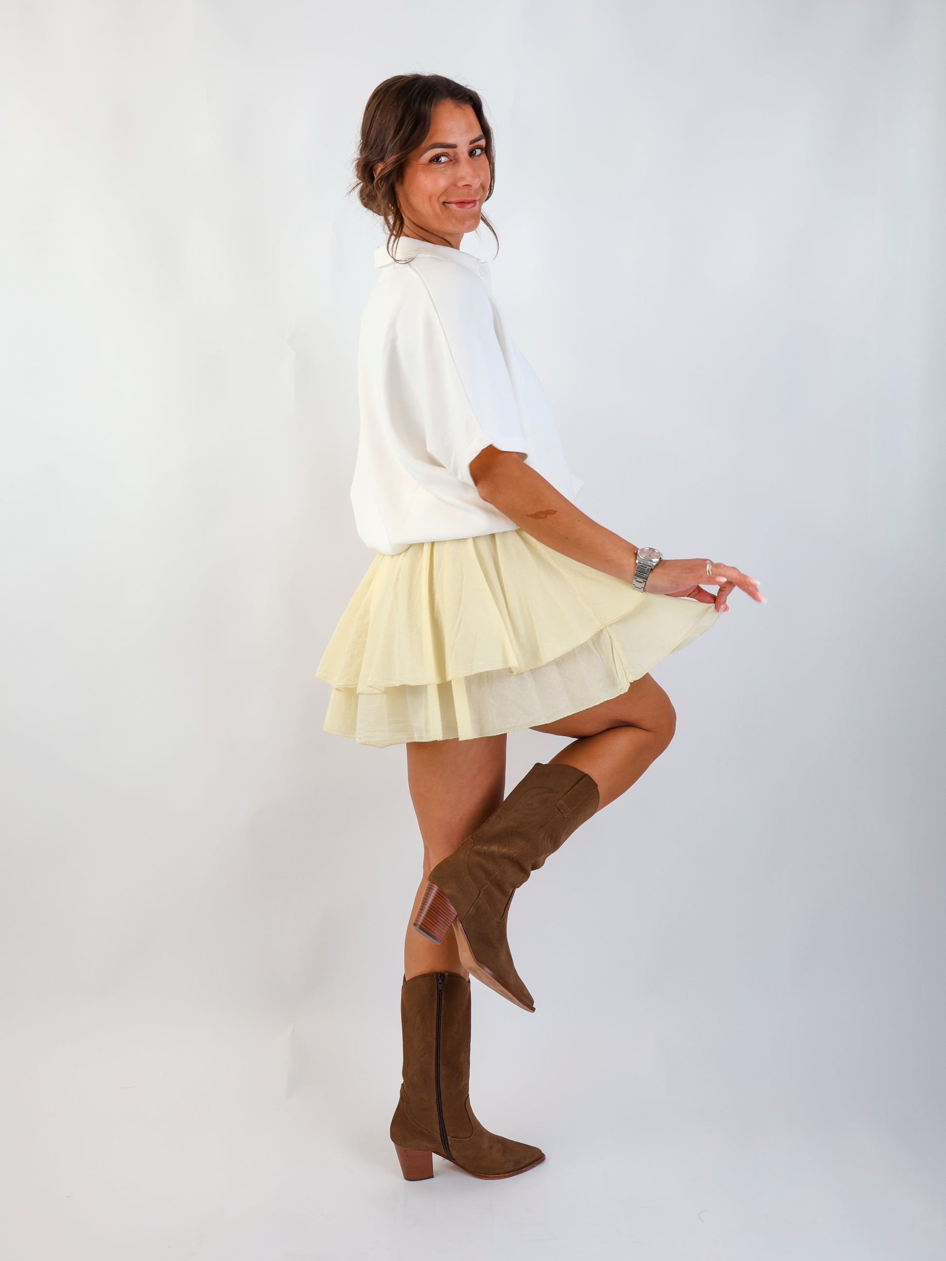 Flared Skirt Butter Yellow