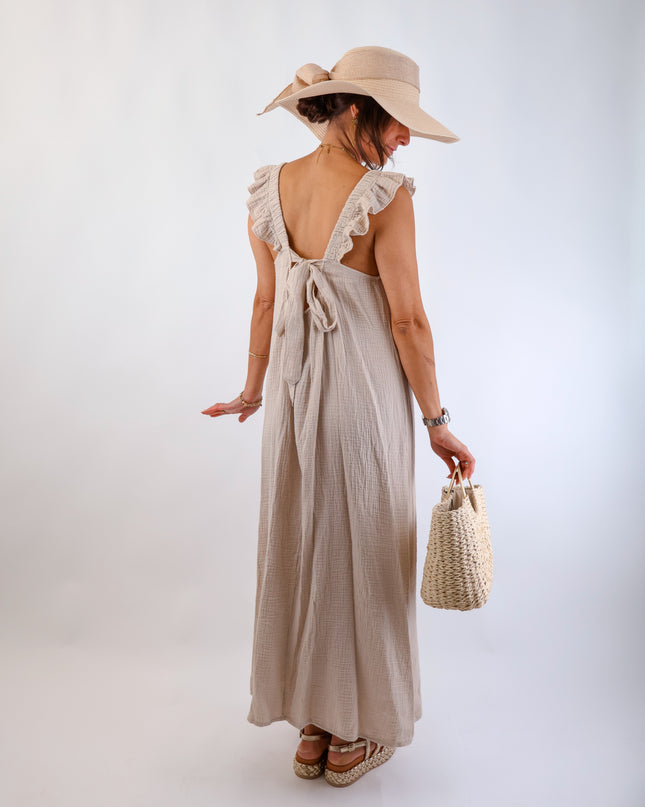 Estrella Musselin Kleid Beige