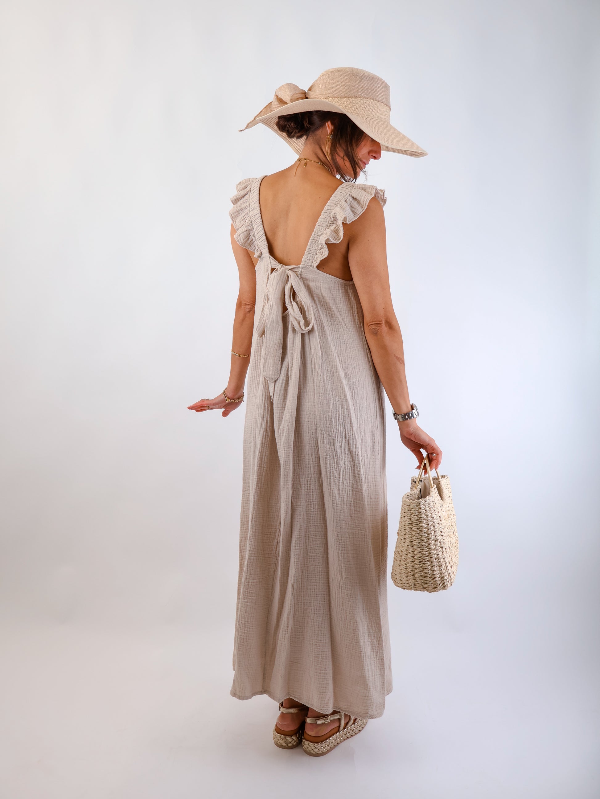 Estrella Musselin Kleid Beige