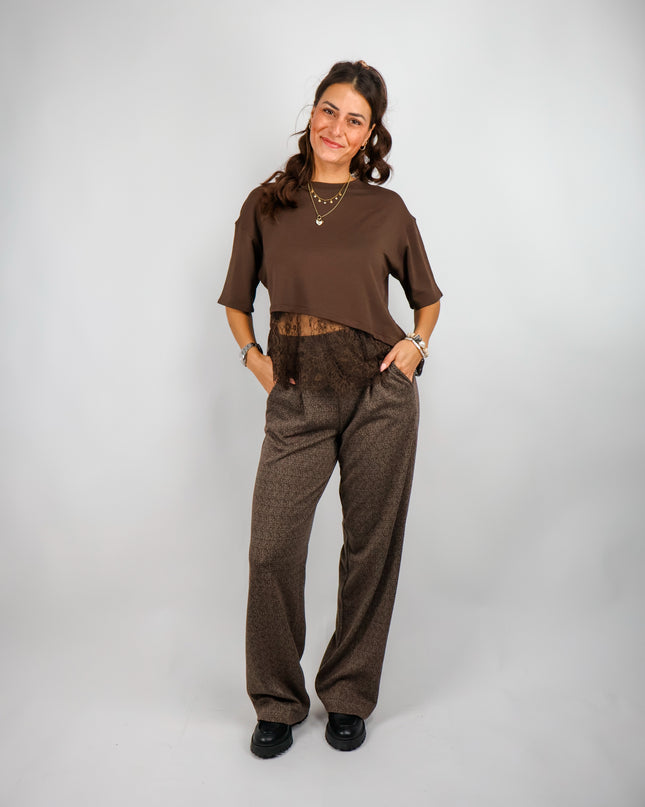 Spitzen Shirt Coffee