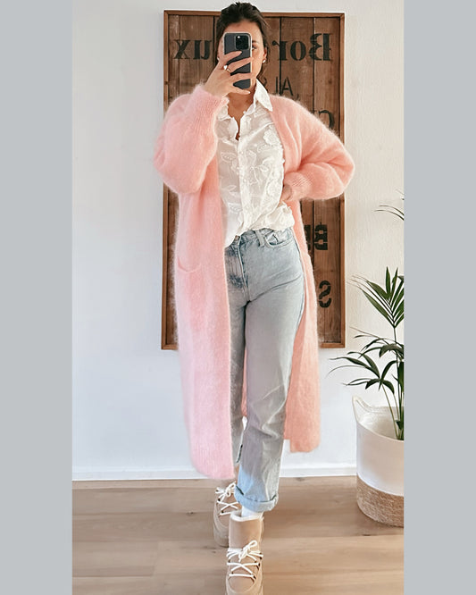 ★ Premium Fineline Strickmantel Rosé