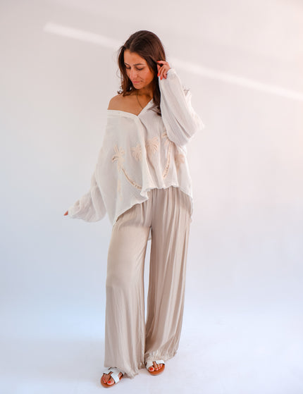 Palm Springs Musselin Bluse Creme