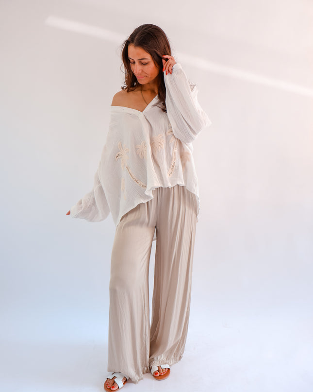 Palm Springs Musselin Bluse Creme