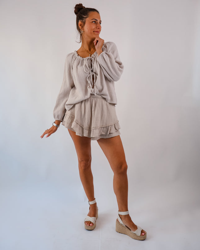 Isi Musselinbluse Taupe