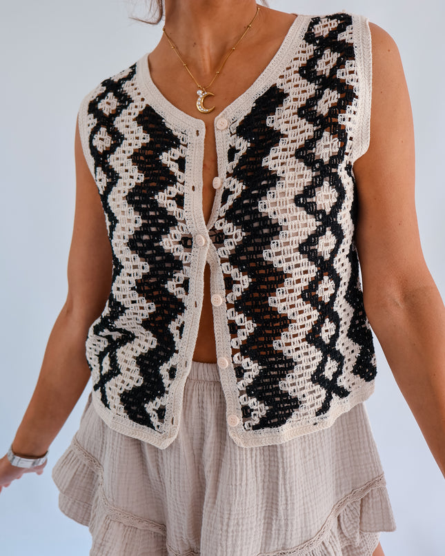Boho Oberteil Schwarz-Beige