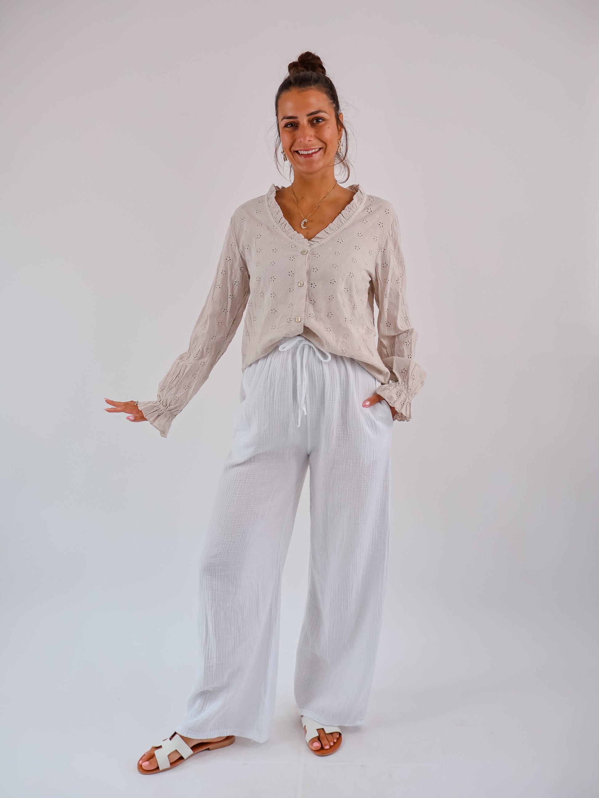 Carmen Bluse Beige