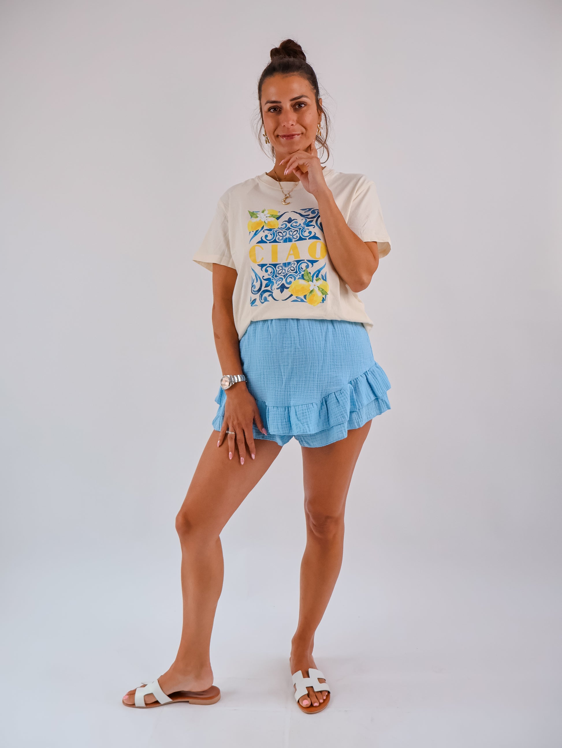 Isa Musselin Hosenrock Hellblau