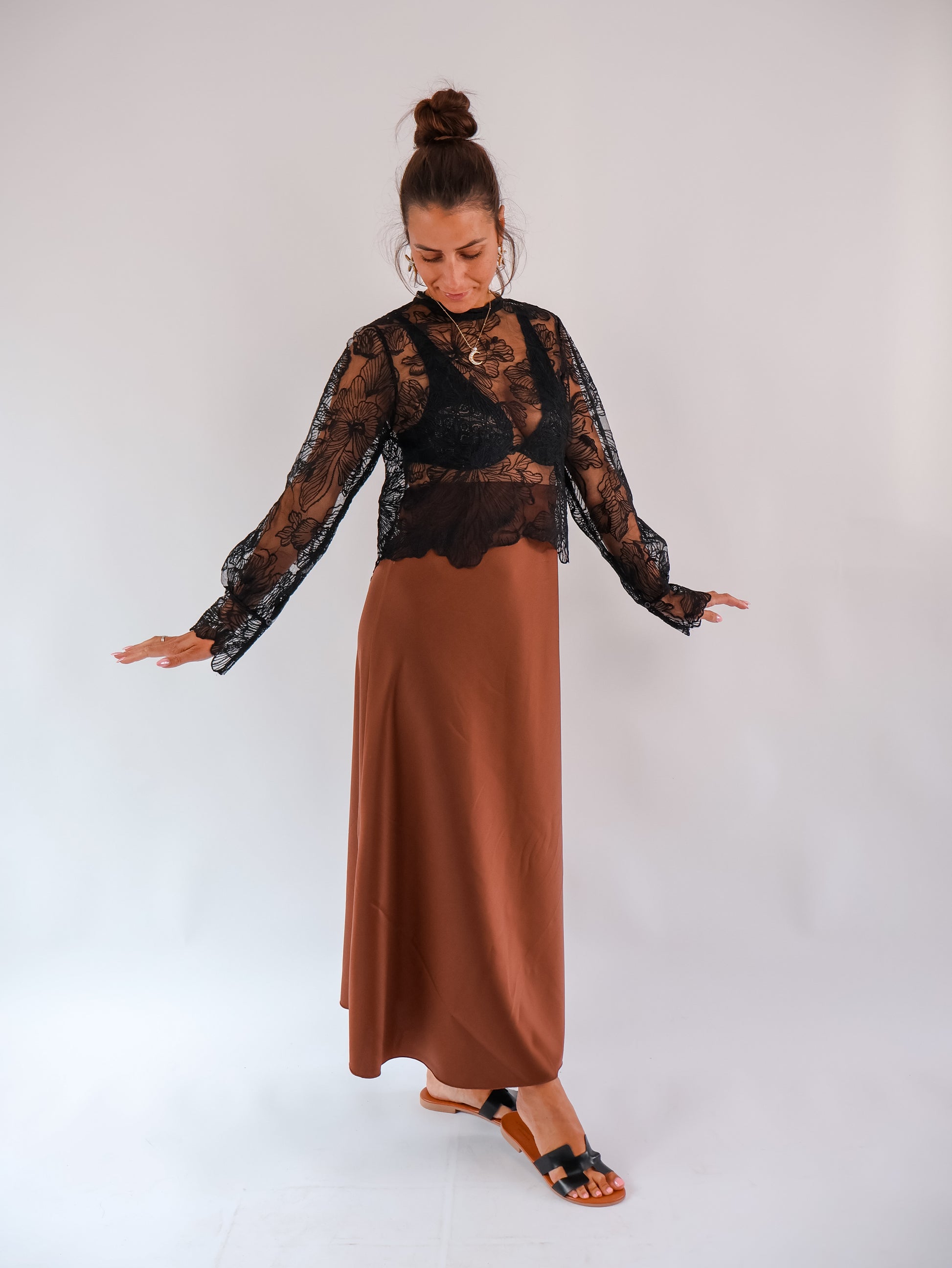 Gala Spitzen Bluse Schwarz