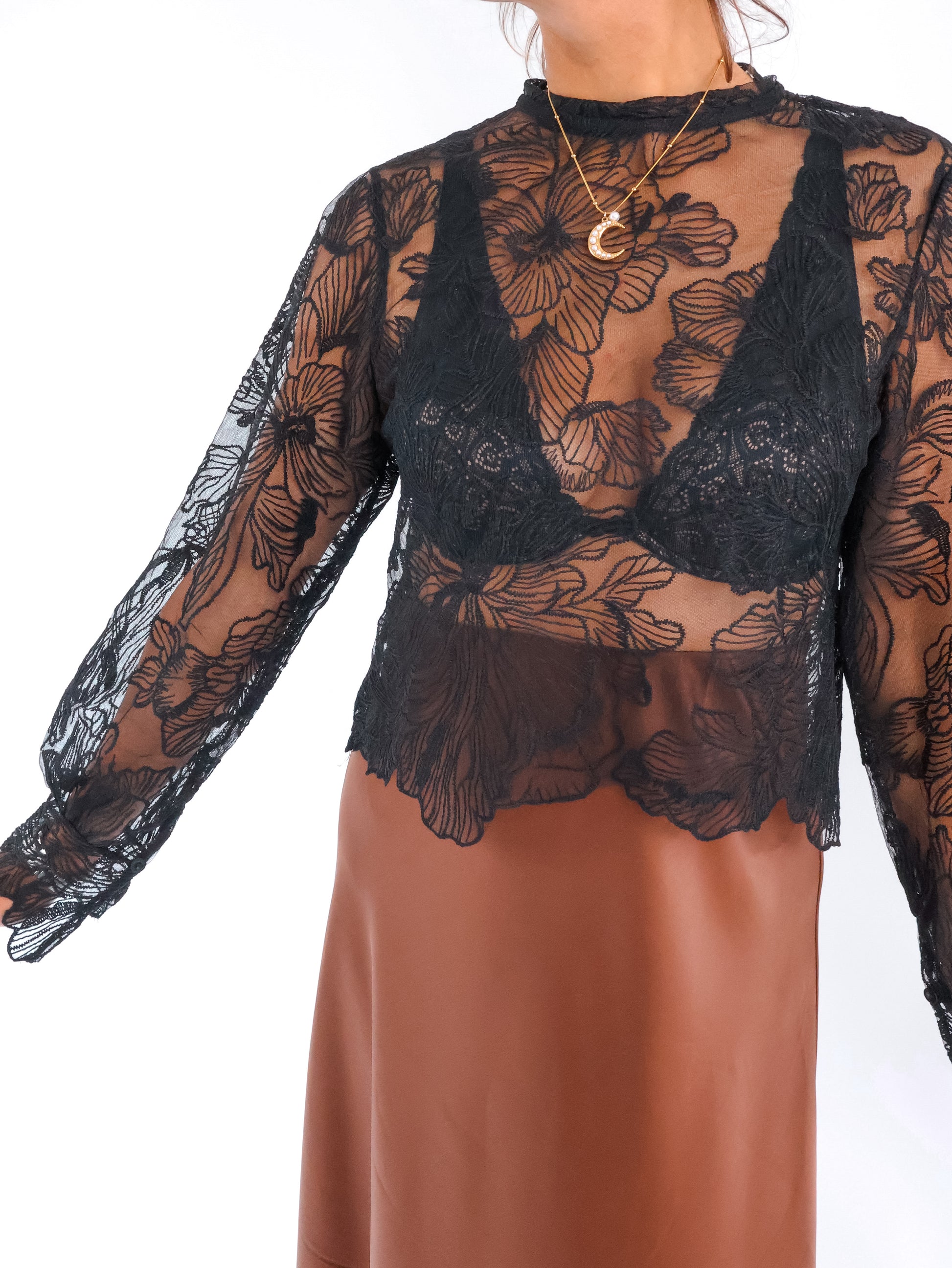 Gala Spitzen Bluse Schwarz