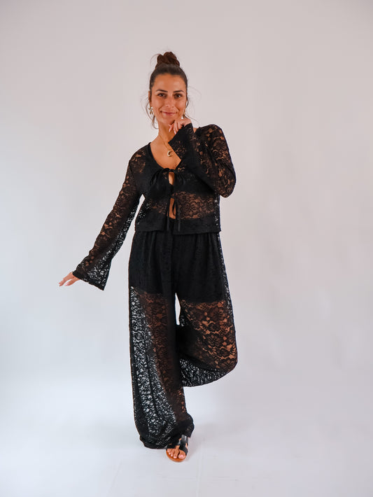 Spitzen Hose Schwarz