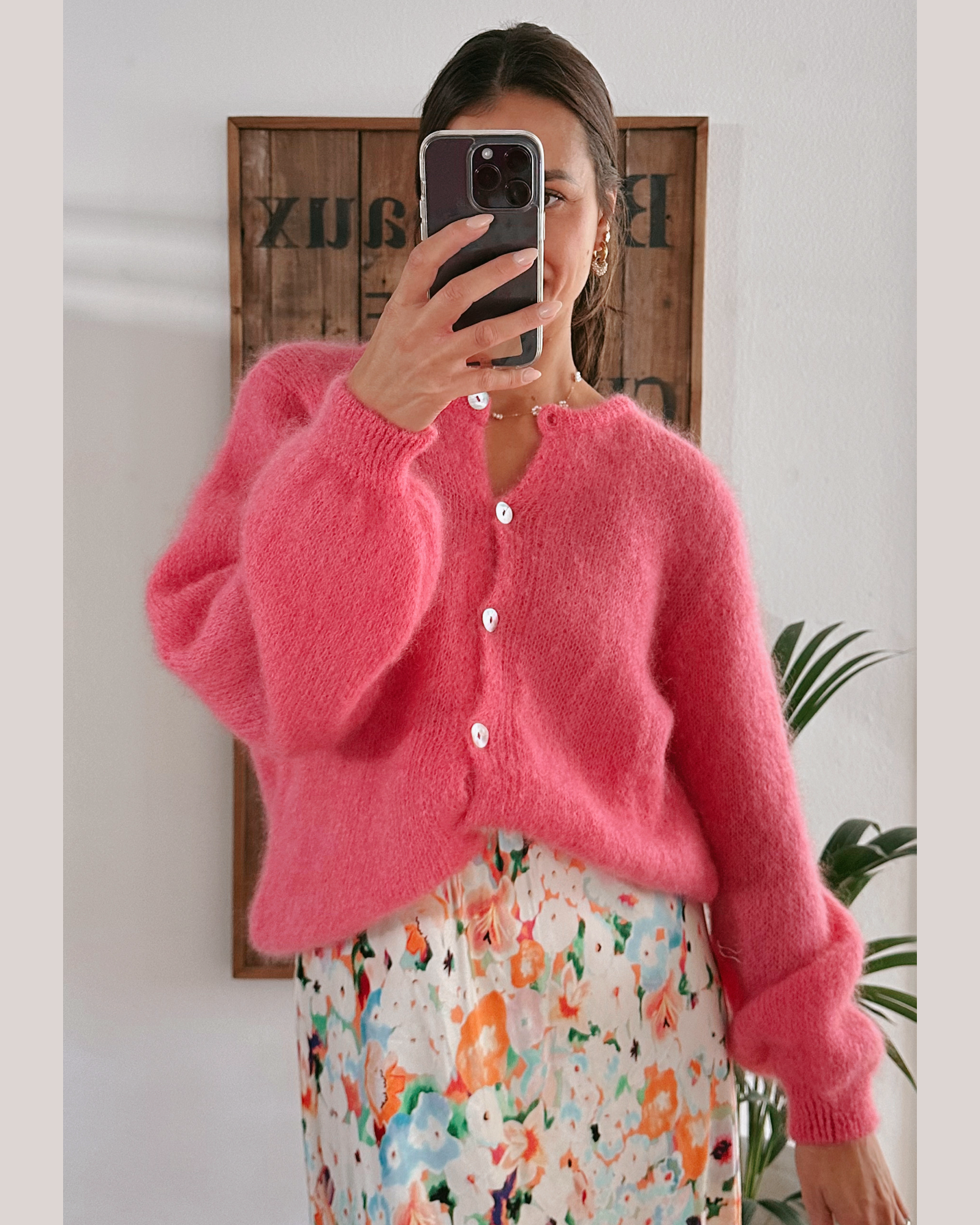 Premium Mohair Strickjacke Berry