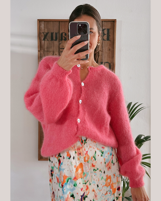 Premium Mohair Strickjacke Berry