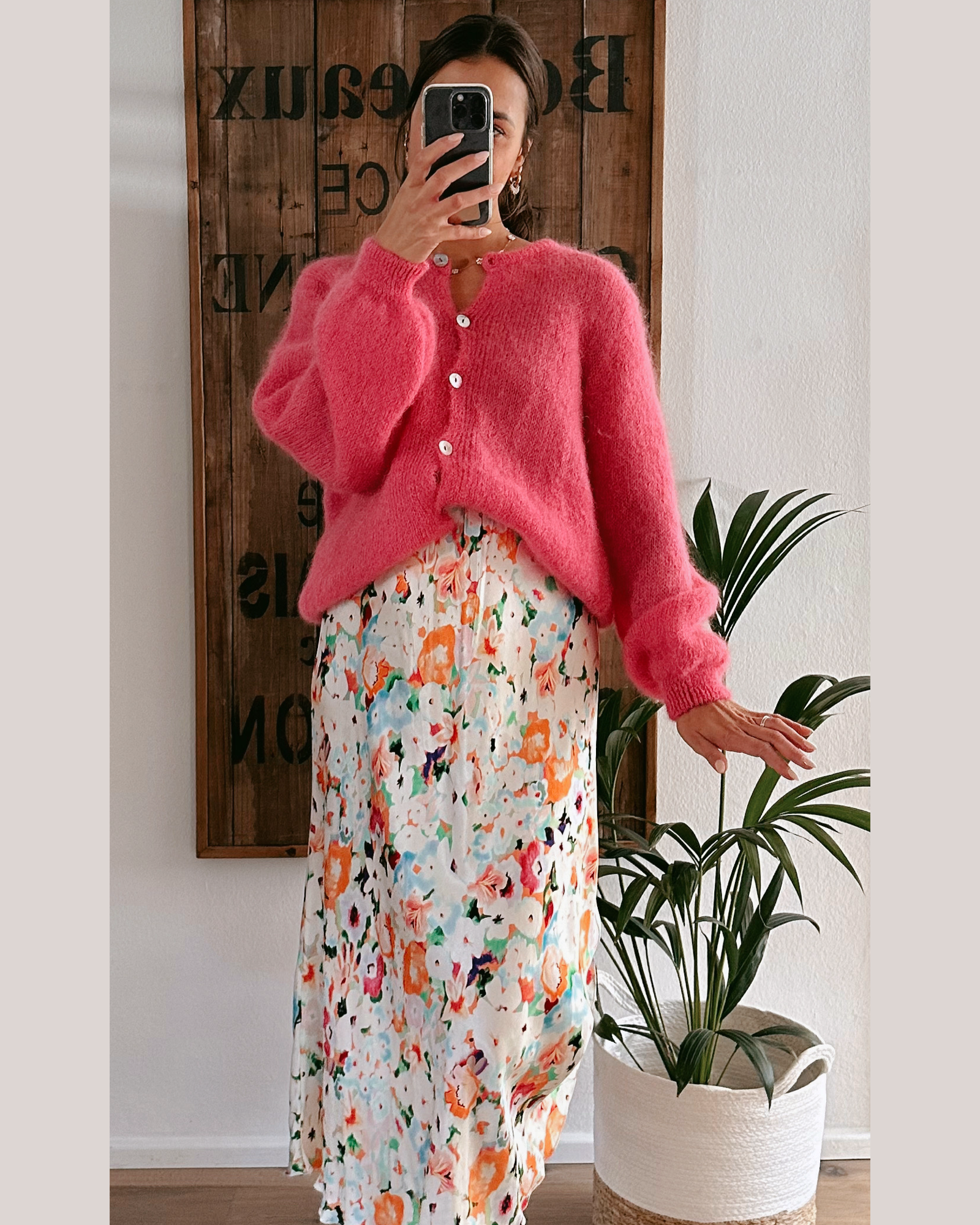 Premium Mohair Strickjacke Berry