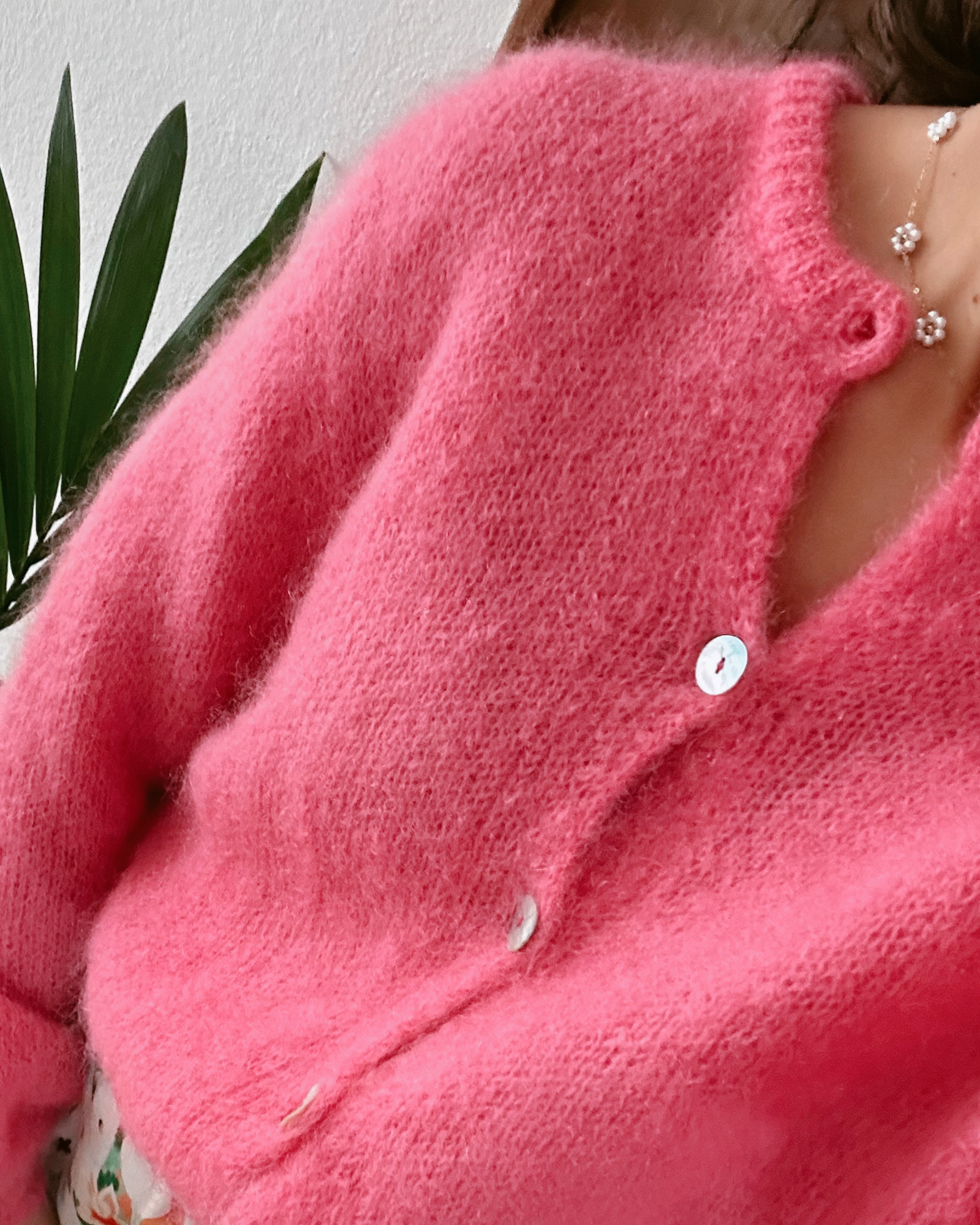 Premium Mohair Strickjacke Berry