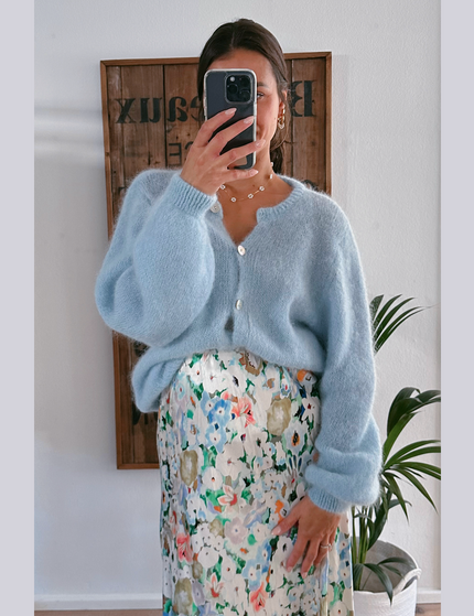 Premium Mohair Strickjacke Sky
