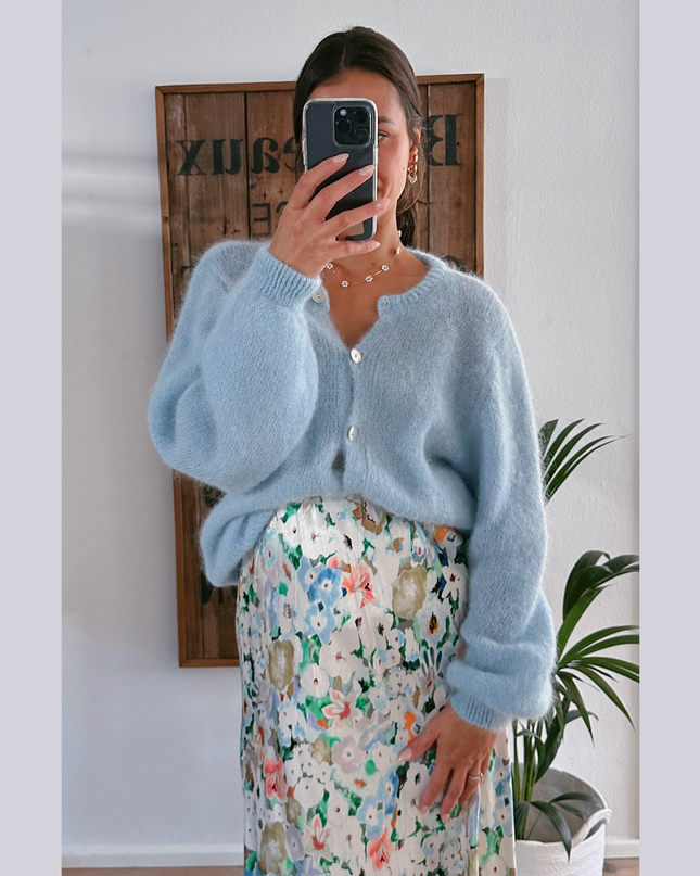 Premium Mohair Strickjacke Sky