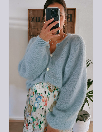 Premium Mohair Strickjacke Sky