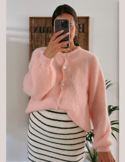 Premium Mohair Strickjacke Rosé