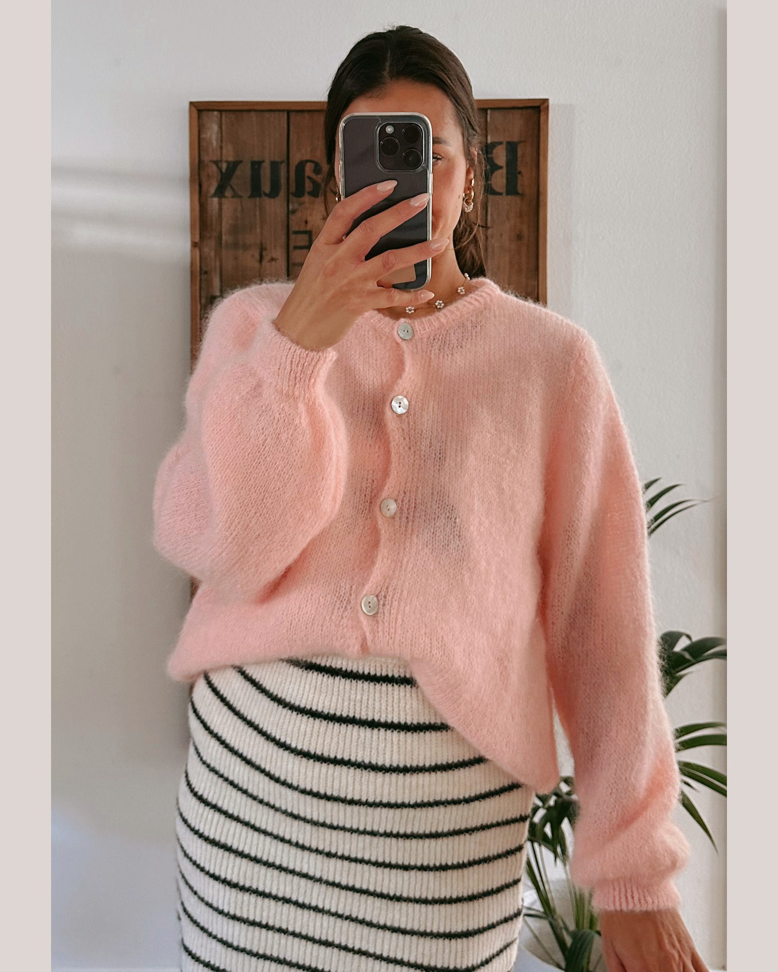 Premium Mohair Strickjacke Rosé