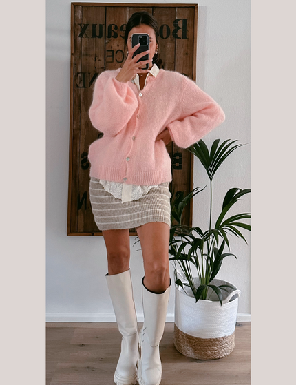Premium Mohair Strickjacke Rosé