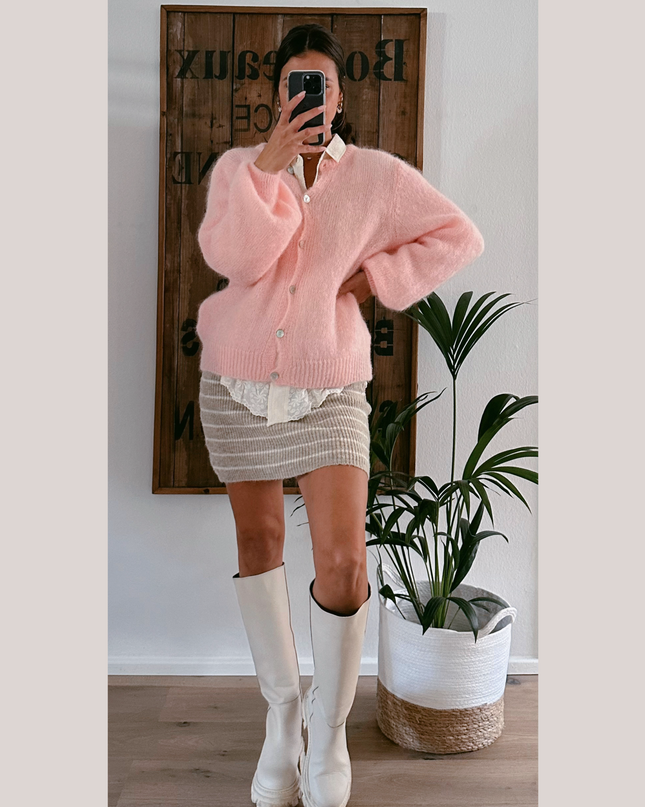 Premium Mohair Strickjacke Rosé
