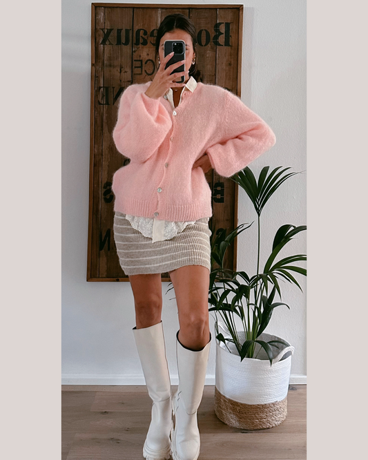 Premium Mohair Strickjacke Rosé
