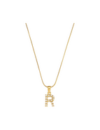 R / Hochwertiges Edelstahl 18k vergoldet / Gold mit weißen Perlen