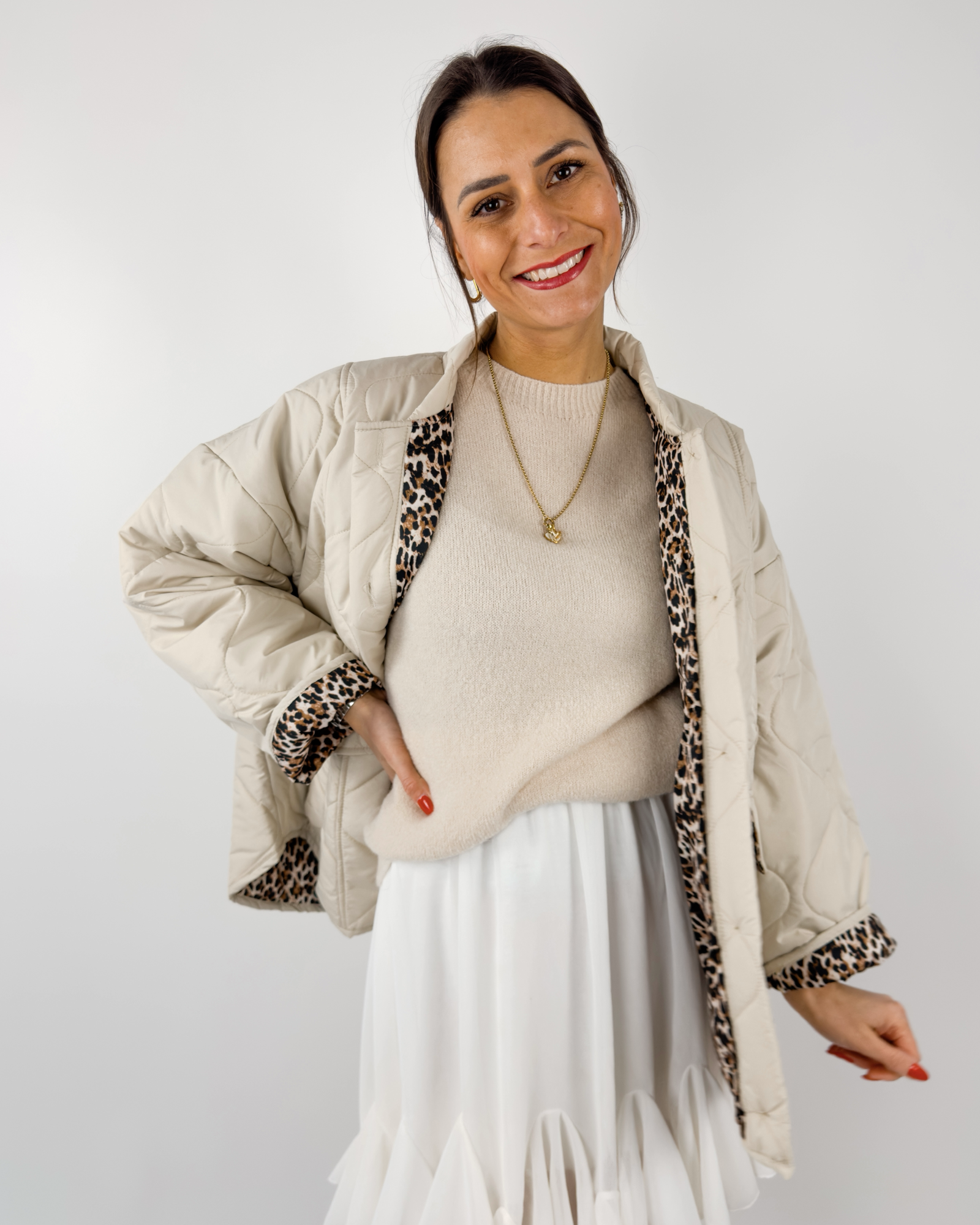 Oversize Steppjacke Beige