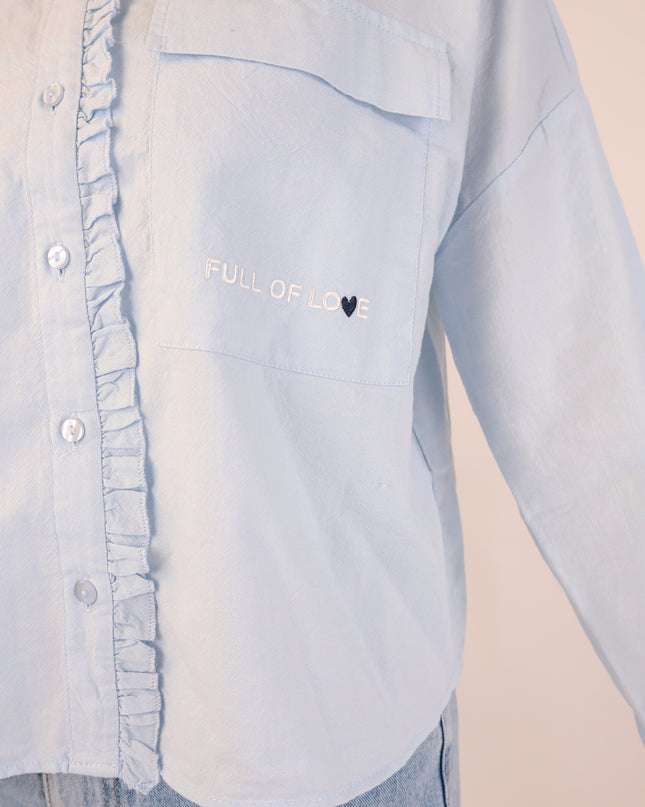 Smith&Soul Cropped Ruffle Oxford Bluse Sky