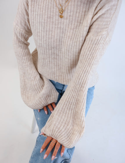 Molli Wollpullover mit Ballonärmeln Creme