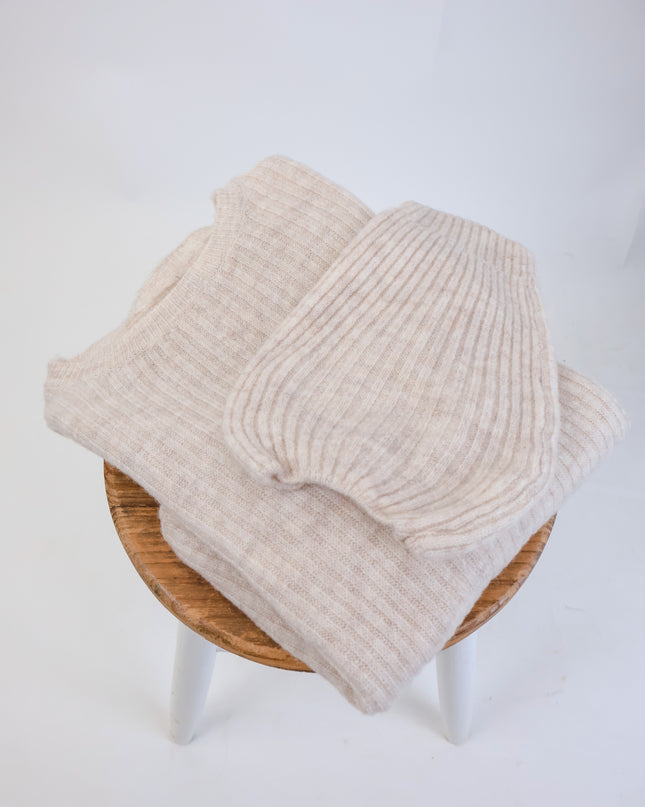 Molli Wollpullover mit Ballonärmeln Creme