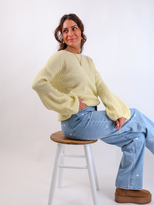 Molli Wollpullover mit Ballonärmeln Citrus