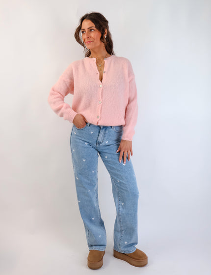 ★ Premium Alpaka Strickjacke Rosé