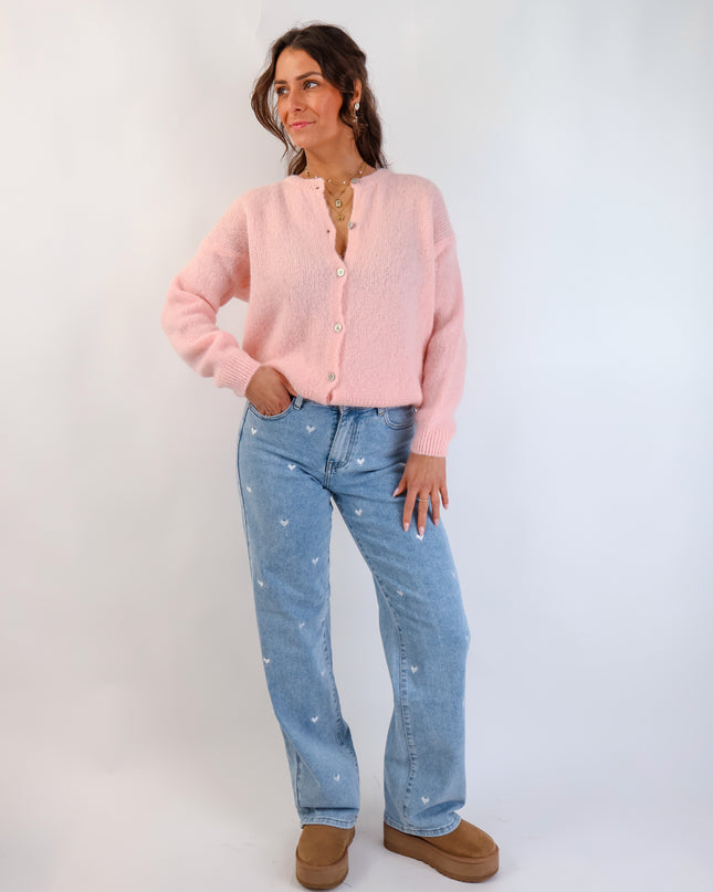 ★ Premium Alpaka Strickjacke Rosé