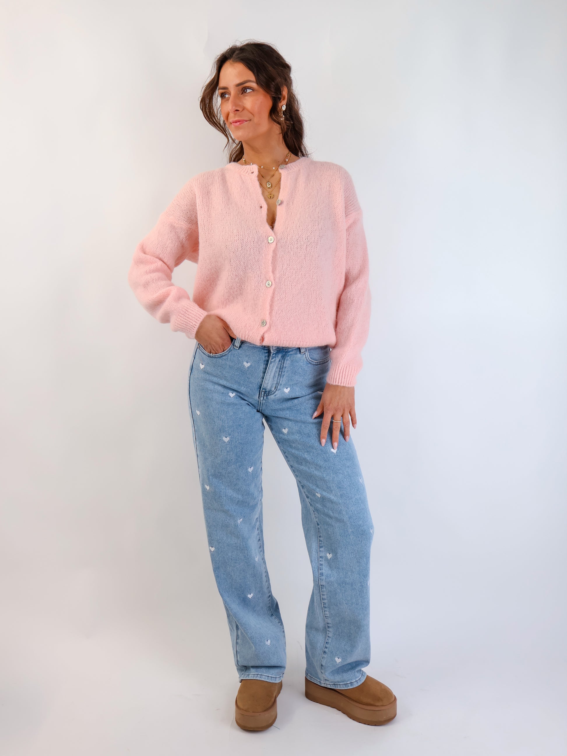 ★ Premium Alpaka Strickjacke Rosé