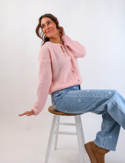 ★ Premium Alpaka Strickjacke Rosé