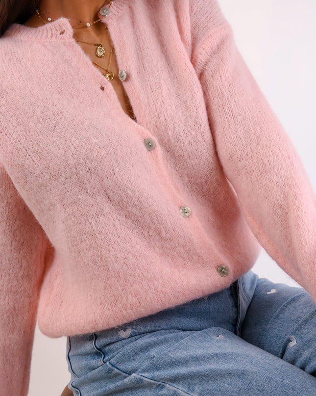 ★ Premium Alpaka Strickjacke Rosé