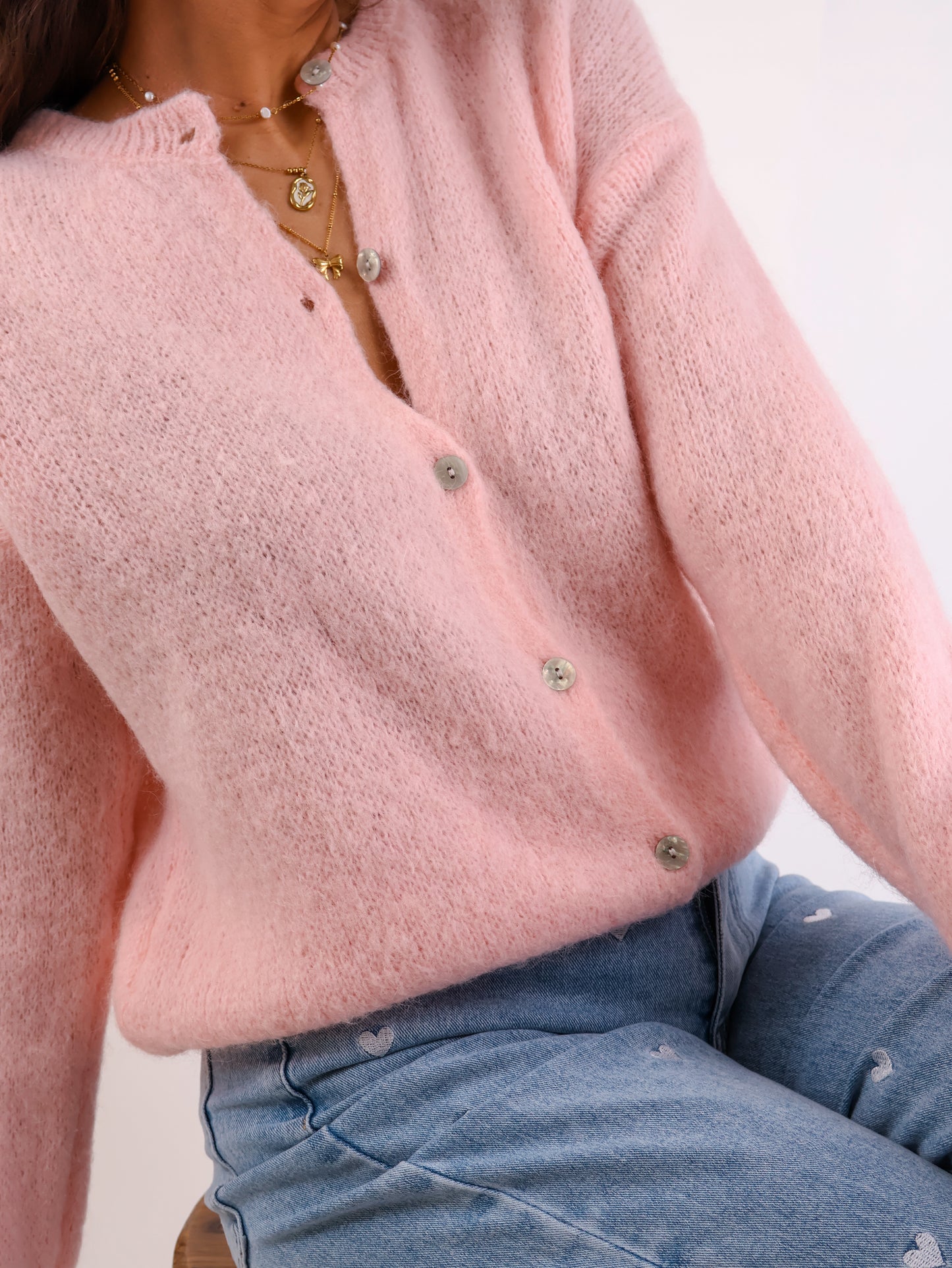 ★ Premium Alpaka Strickjacke Rosé