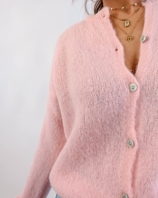 ★ Premium Alpaka Strickjacke Rosé