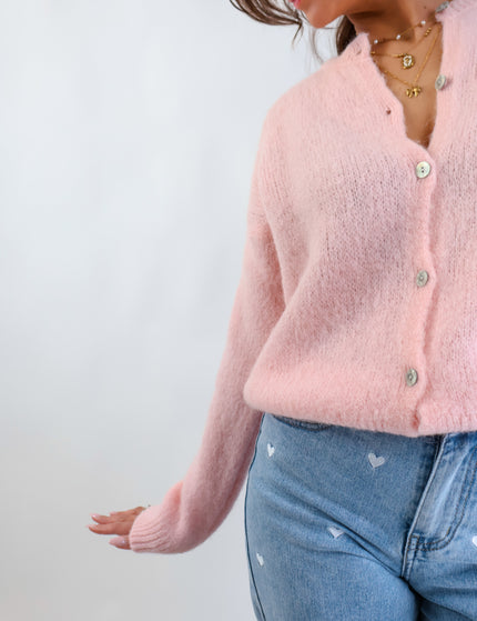 ★ Premium Alpaka Strickjacke Rosé